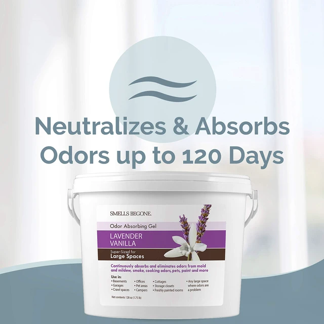 Alt view image 3 of 7 - 1-Gallon Gel Odor Eliminator High-Capacity, Long-Lasting Absorber for Large Basements, Garages, Workshops & Commercial Areas Remove Tough Odors with Essential Oils (Lavender Vanilla)