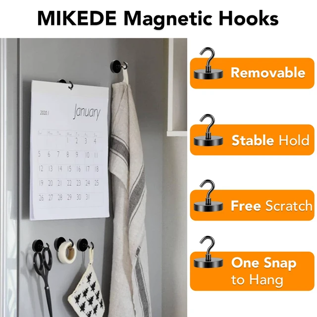 Alt view image 2 of 7 - Black Magnetic Hooks Heavy Duty 170LB+ Strong Neodymium Magnets Magnetic Hooks with Epoxy Coating for Hanging, Magnets with Hook for Cruise Home Workplace 10 Pack