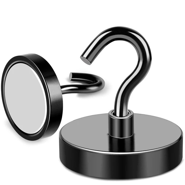 Alt view image 6 of 7 - Black Magnetic Hooks Heavy Duty 170LB+ Strong Neodymium Magnets Magnetic Hooks with Epoxy Coating for Hanging, Magnets with Hook for Cruise Home Workplace 10 Pack