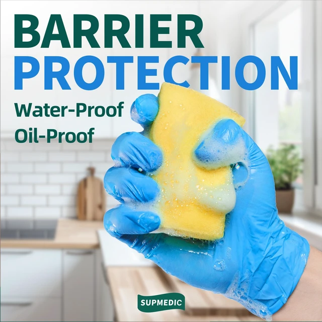 Alt view image 4 of 7 - Vinyl Medical Exam Gloves, Latex & Powder-Free Disposable, Blue VINYL+ Powder-Free Latex-Free Medical Grade Cooking Cleaning Food Prep Examination Blue 100 & 1000 Ct