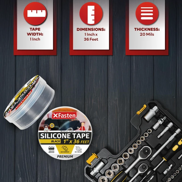 Alt view image 2 of 7 - Self Fusing Silicone Tape Waterproof 1" x 36 Feet Black, Self Amalgamating Tape, Silicone Rubber for Plumbing, Sealing Pipes, Hose Repair, Outdoor Coax and Electrical Cables Weatherproof