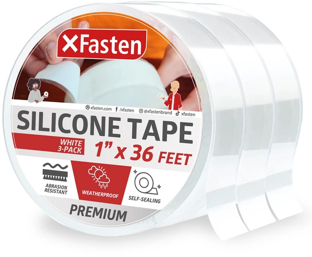 Main image of Self Fusing Silicone Tape Waterproof White 1" x 36 Feet (3-Pack 108ft), Self Amalgamating Tape, Silicone Rubber for Plumbing, Sealing Pipes, Hose Repair, Outdoor Coax and Electrical Cables