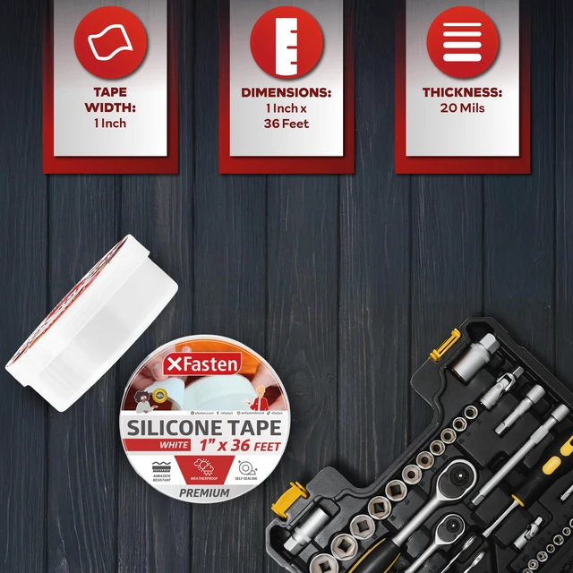 Alt view image 2 of 7 - Self Fusing Silicone Tape Waterproof White 1" x 36 Feet (3-Pack 108ft), Self Amalgamating Tape, Silicone Rubber for Plumbing, Sealing Pipes, Hose Repair, Outdoor Coax and Electrical Cables