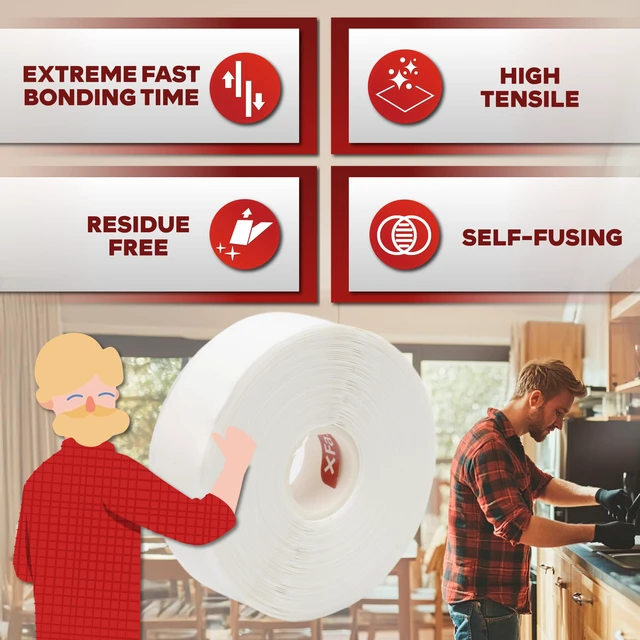 Alt view image 3 of 7 - Self Fusing Silicone Tape Waterproof White 1" x 36 Feet (3-Pack 108ft), Self Amalgamating Tape, Silicone Rubber for Plumbing, Sealing Pipes, Hose Repair, Outdoor Coax and Electrical Cables