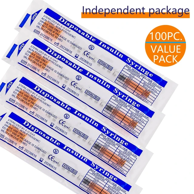 Alt view image 5 of 5 - 100 Pack 1ml/cc 31Ga Lab Supplies, Individually Package