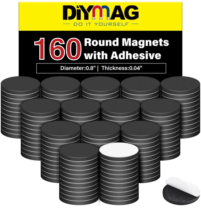 Main image of Magnets with Adhesive Backing, 160P Flexible Fridge Magnetic Dots 0.8 x 0.04 Classroom Must Have Round Magnetic Tape Flexible Sheets for Crafts Whiteboard Refrigerator Easy Peel and Stick