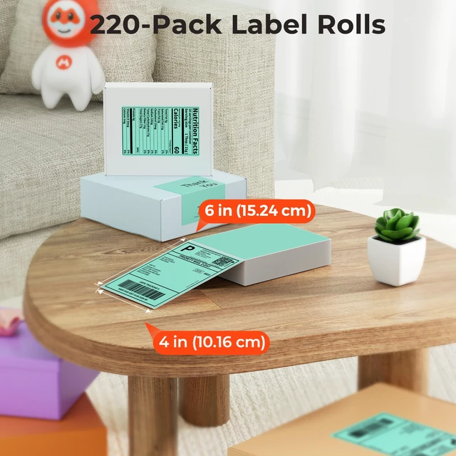 Alt view image 2 of 6 - 4x6 Green Thermal Labels for Shipping Boxes, 220 Sheets/Stack 4"x6" Fanfold Shipping Labels, No BPA and BPS, Print Clear and Sharp, Strong Adhesive, Compatible with Most Thermal Printers