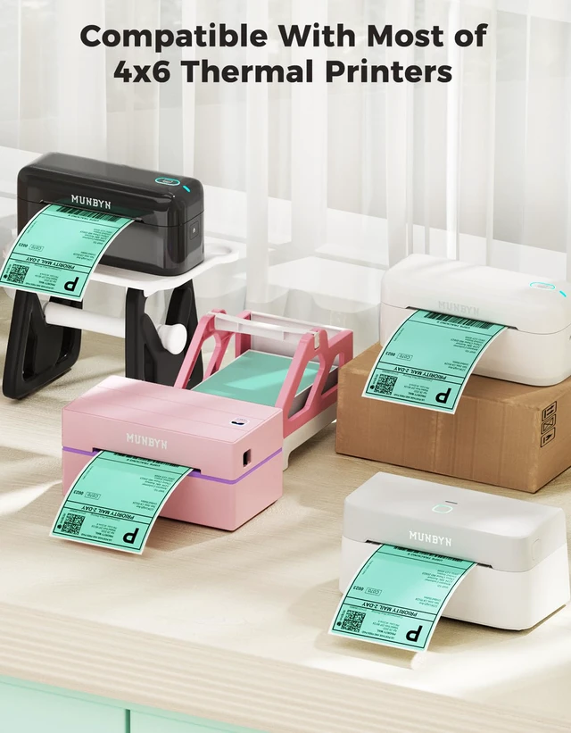 Alt view image 3 of 6 - 4x6 Green Thermal Labels for Shipping Boxes, 220 Sheets/Stack 4"x6" Fanfold Shipping Labels, No BPA and BPS, Print Clear and Sharp, Strong Adhesive, Compatible with Most Thermal Printers