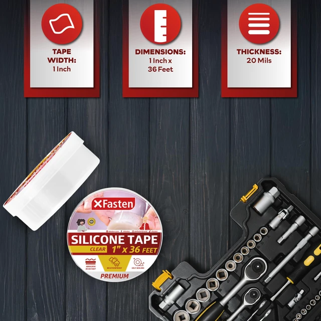 Alt view image 2 of 7 - Self Fusing Silicone Tape Waterproof Clear 1" x 36 Feet (3-Pack 108ft), Self Amalgamating Tape, Silicone Rubber for Plumbing, Sealing Pipes, Hose Repair, Outdoor Coax and Electrical Cables