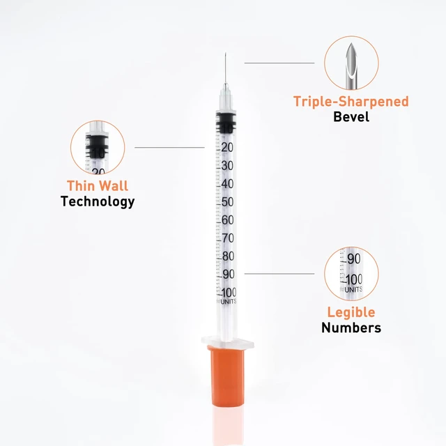 Alt view image 3 of 6 - U-100 1cc 30g 5/16 In (8mm) Syringe with Needle, Individually Wrapped, Pack of 100