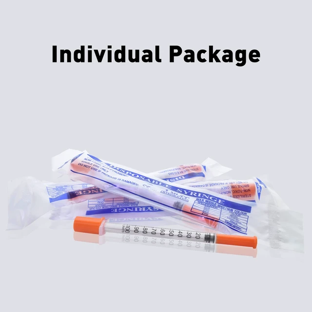 Alt view image 6 of 6 - U-100 1cc 30g 5/16 In (8mm) Syringe with Needle, Individually Wrapped, Pack of 100