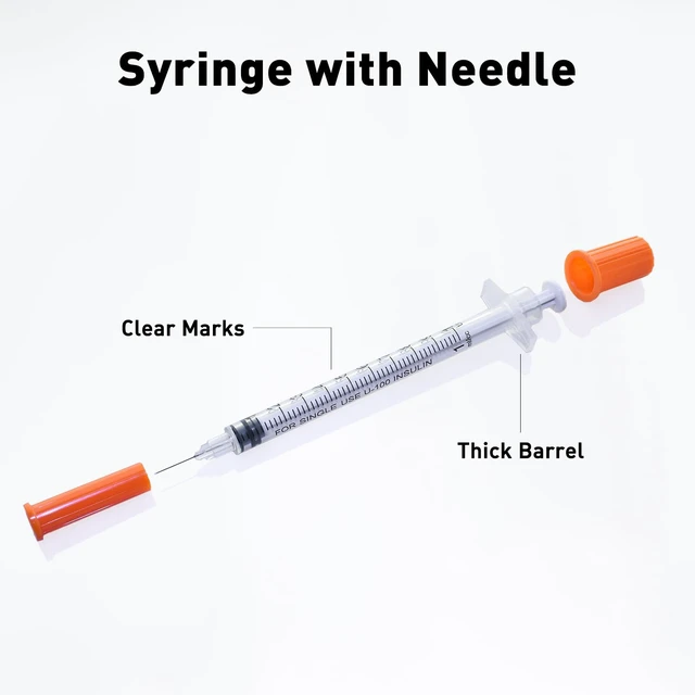 Alt view image 5 of 7 - U-100 1cc Syringes with 31g 5/16" (8mm), Individually Wrapped, Pack of 100