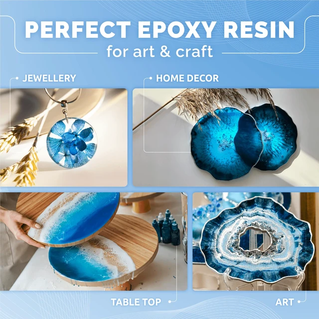 Alt view image 3 of 7 - Crystal Clear Epoxy Resin Kit - Food Safe, UV Resistant - 64 Oz Low Viscosity, Self Leveling Casting Resin Epoxy for DIY Art, Wood, Jewelry Making, Coasters & Molds