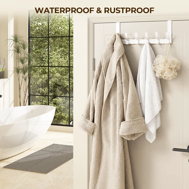Alt view image 6 of 7 - Over The Door Hooks, Door Hanger Hooks for Hanging, Over The Doors Towel Racks for Bathroom with 12 Coat Hook, Coat Rack Bathroom Accessories2 Pack, White