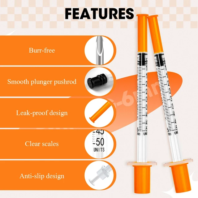 Alt view image 3 of 7 - 0.5ml Syringe with Cap, 31G 1/4" 6mm 1/2cc Syringes, Pack of 100 Disposable Individual Package