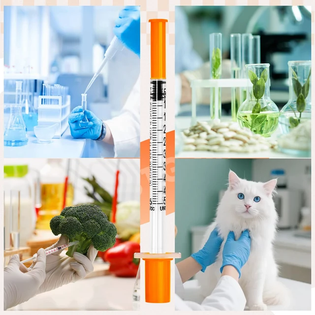 Alt view image 7 of 7 - 0.5ml Syringe with Cap, 31G 1/4" 6mm 1/2cc Syringes, Pack of 100 Disposable Individual Package