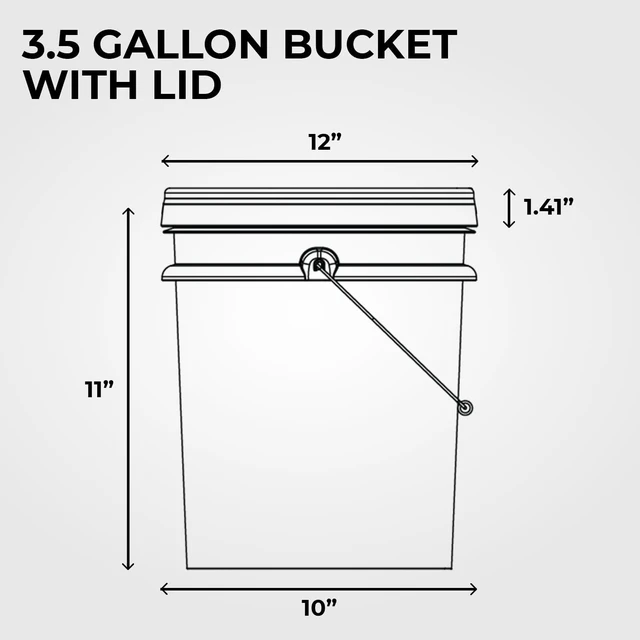 Alt view image 2 of 7 - 3.5-Gallon White Bucket Pail Container with Lid | Food Grade | Heavy-Duty Approx 90 MIL Extra Durable | Metal Handles with Plastic Grip | Multi-Use | Easy Stack and Store | BPA Free - 6 Pack