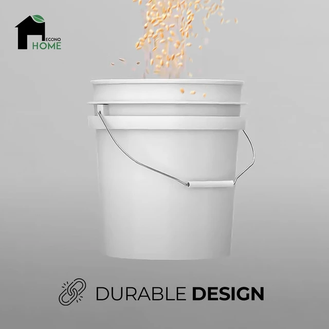 Alt view image 7 of 7 - 3.5-Gallon White Bucket Pail Container with Lid | Food Grade | Heavy-Duty Approx 90 MIL Extra Durable | Metal Handles with Plastic Grip | Multi-Use | Easy Stack and Store | BPA Free - 6 Pack