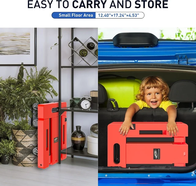 Alt view image 5 of 7 - Folding Hand Truck, 500 LB Heavy Duty Luggage Cart, Orange Utility Dolly Platform Cart with 6 Wheels & 2 Elastic Ropes for Luggage, Travel, Moving, Shopping, Office Use