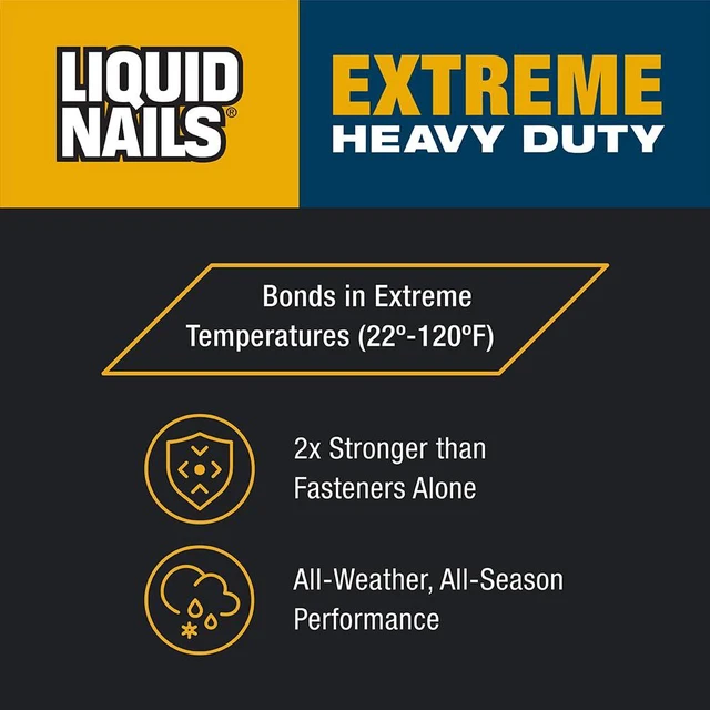 Alt view image 2 of 7 - 28 oz Extreme Heavy Duty Construction Adhesive All-Weather Waterproof Glue Bonds Wood, Drywall, Subfloor & Panel, 2X Stronger