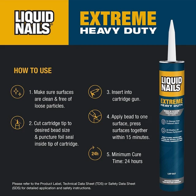 Alt view image 3 of 7 - 28 oz Extreme Heavy Duty Construction Adhesive All-Weather Waterproof Glue Bonds Wood, Drywall, Subfloor & Panel, 2X Stronger
