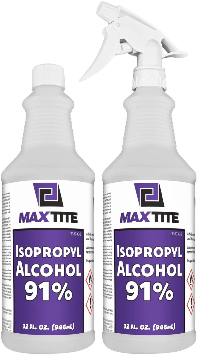 Main image of 91% Isopropyl Alcohol (Half-Gallon (2 Pack, 32 fl oz) - Includes Heavy-Duty Spray Nozzle - Made in USA