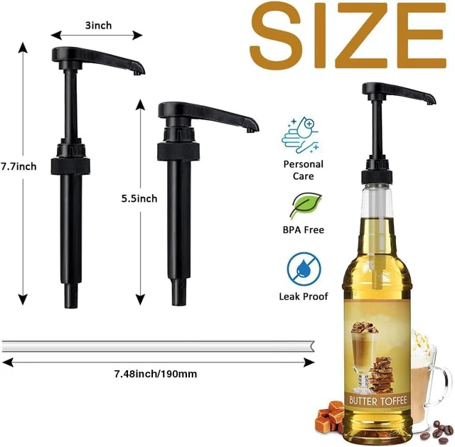 Alt view image 3 of 7 - 20 Pcs Black Coffee Syrup Pump Compatible with 25.4Oz/750ml Bottles Syrup Dispenser Pumps, Great for Home & Coffee Bar, Drinking Mixes, Tea, Beverage, Cocktails, Syrup Bottles, Plus Spoons