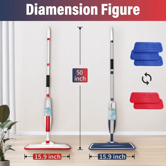 Alt view image 2 of 7 - Spray Mop for Floor Cleaning, 2 Pack with Refillable Bottles & Pads 14 oz refillable bottles, 6 pads included,wet/dry use on hardwood/tile/laminate floors, home or commercial cleaning