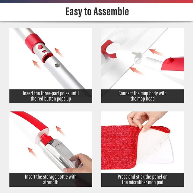 Alt view image 7 of 7 - Spray Mop for Floor Cleaning, 2 Pack with Refillable Bottles & Pads 14 oz refillable bottles, 6 pads included,wet/dry use on hardwood/tile/laminate floors, home or commercial cleaning