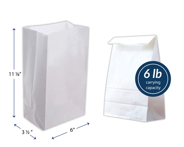 Alt view image 3 of 7 - White Paper Bags | 500 Count Paper Lunch Bags Ideal for Small Lunches and Crafts | Perfect for Sandwiches and Snacks | 6 lb Capacity