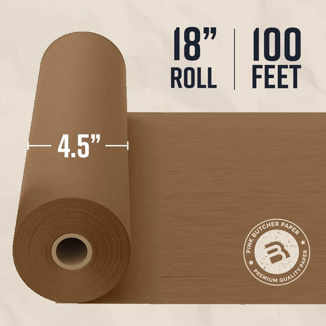 Alt view image 3 of 7 - (Pack of 2) Brown Butcher Paper Roll, 18 Inch x 100 Feet, Unbleached, Uncoated, Unwaxed, Food-Grade Kraft Paper for BBQ, Smoking, Grilling, and Wrapping Meat - Made in the USA