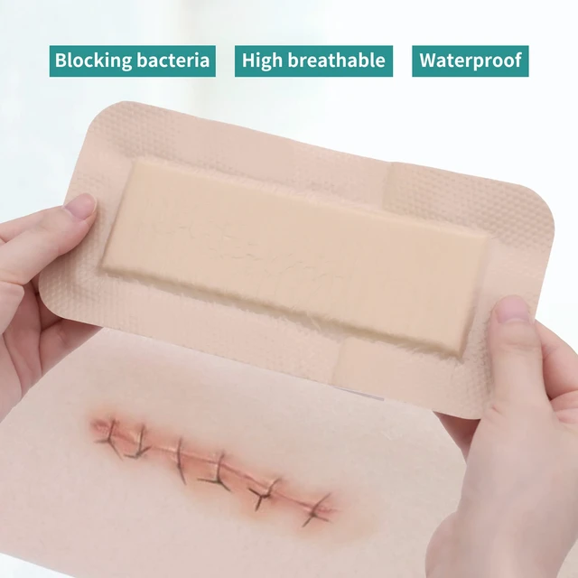 Alt view image 7 of 7 - Silicone Foam Dressing with Border Adhesive 4"x8" Waterproof Wound Dressing Bandage for Wound Care 5 Pack