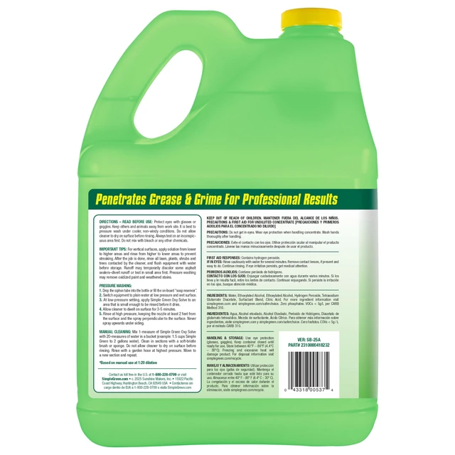 Alt view image 2 of 7 - Oxy Solve House and Siding Pressure Washer Cleaner - Removes Stains from Mold & Mildew on Vinyl, Aluminum, Wood, Brick, Stucco - Concentrate 1 Gal