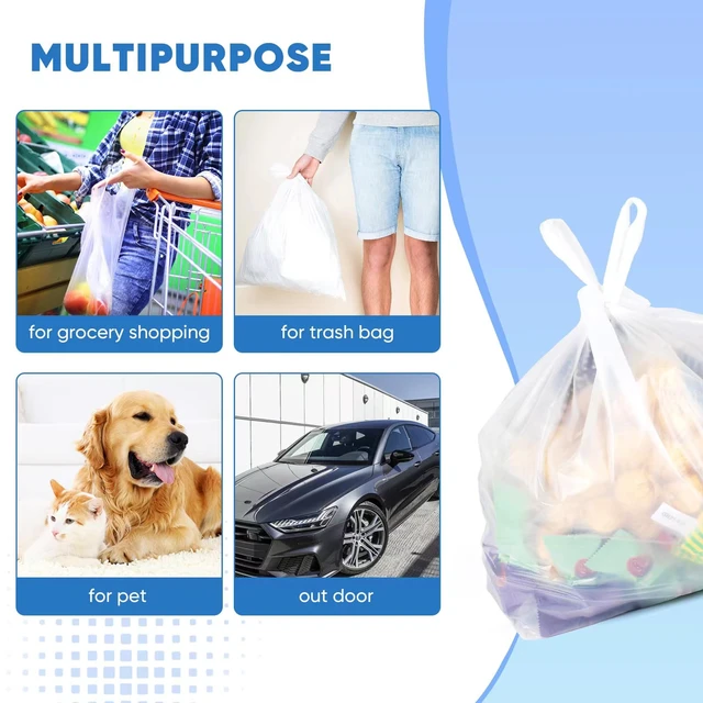Alt view image 5 of 7 - Plastic Bags - 300 Pack (11.5'x 6.5" x 21') with Handles for Small Business, Restaurants, Grocery & Trash