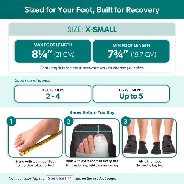 Alt view image 2 of 7 - Closed Toe Medical Walking Shoe - Kids Lightweight Broken Toe Cast Boot, Fractured Foot Brace for Metatarsal Stress Fracture, Post-op Bunion, Surgery Recovery for Boys and Girls (XS)