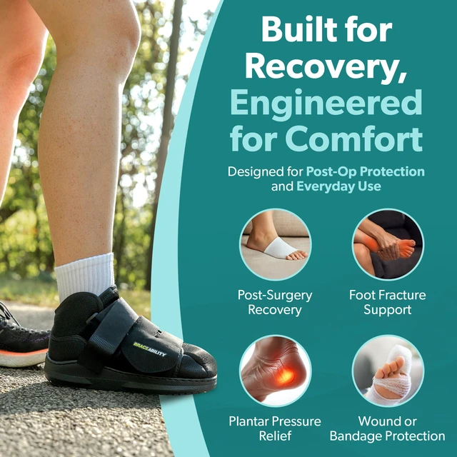 Alt view image 4 of 7 - Closed Toe Medical Walking Shoe - Kids Lightweight Broken Toe Cast Boot, Fractured Foot Brace for Metatarsal Stress Fracture, Post-op Bunion, Surgery Recovery for Boys and Girls (XS)