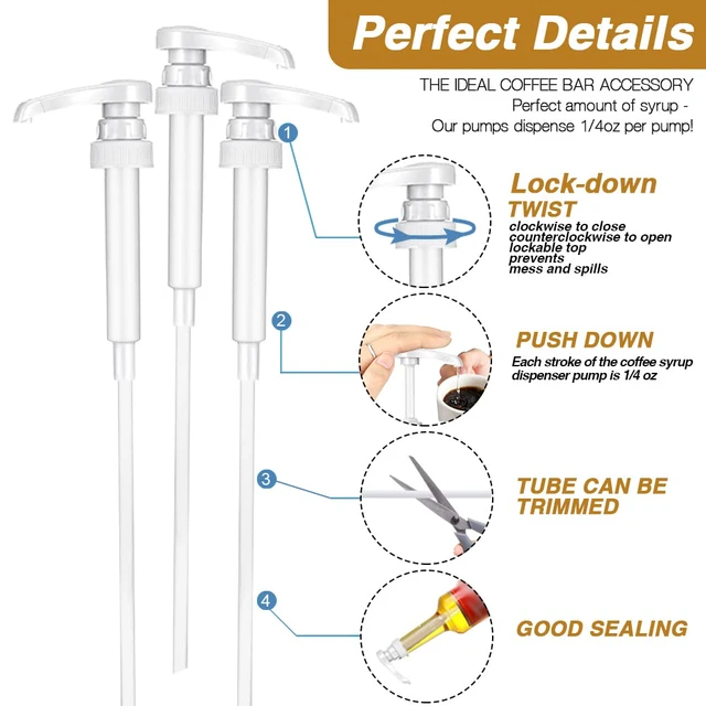 Alt view image 3 of 7 - 20 Pcs White Coffee Syrup Pump Compatible with 25.4Oz/750ml Bottles Syrup Dispenser Pumps, Great for Home & Coffee Bar, Drinking Mixes, Tea, Beverage, Cocktails, Syrup Bottles, Plus Spoons