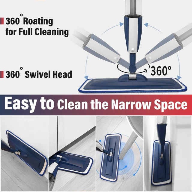 Alt view image 6 of 7 - Spray Mop for Floor Cleaning, 2 Pack with Refillable Bottles & Pads 14 oz refillable bottles, 6 pads included,wet/dry use on hardwood/tile/laminate floors, home or commercial cleaning