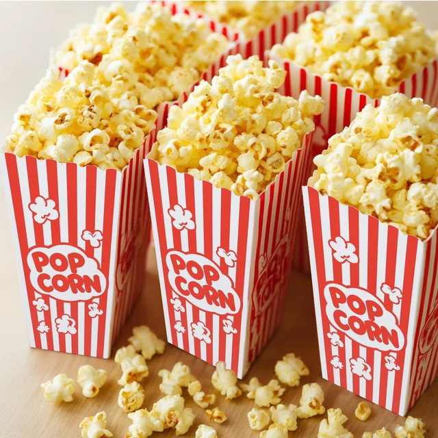 Alt view image 5 of 5 - 125 Pcs Popcorn Boxes for Party, Paper Popcorn Containers Buckets 7.9" Tall and 3.6" Square, Large Capacity Popcorn Box, For Pop Corn Machine, Movie Night, Cinema, Carnival, Concessions
