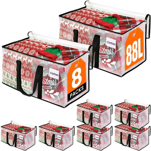 Main image of Moving Bags, Heavy Duty Large Storage Bags, 88L, 8 Pack, Clear Water-Resistant Packing Bags with Reinforced Handles & Dual Zippers, Foldable Storage Totes for Dorm Move & Home Organization