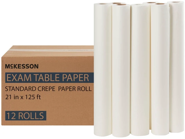 Main image of Medical Exam Table Paper Rolls, Crepe, 21 in x 125 ft, 12 Rolls Diaper Changing, Nursing, Chiropractor, Patternmaking, Tracing