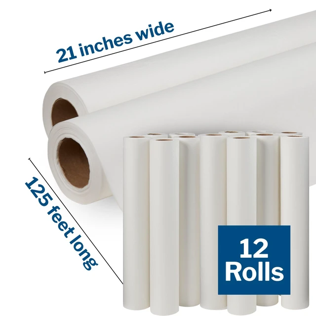 Alt view image 2 of 7 - Medical Exam Table Paper Rolls, Crepe, 21 in x 125 ft, 12 Rolls Diaper Changing, Nursing, Chiropractor, Patternmaking, Tracing