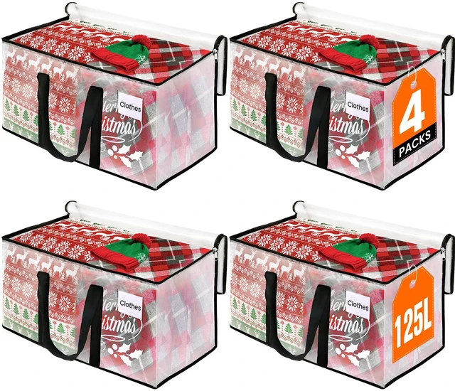 Main image of Moving Bags, Heavy Duty Large Storage Bags, 125L, 4 Pack, Clear Water-Resistant Packing Bags with Reinforced Handles & Dual Zippers, Foldable Storage Totes for Dorm Move & Home Organization