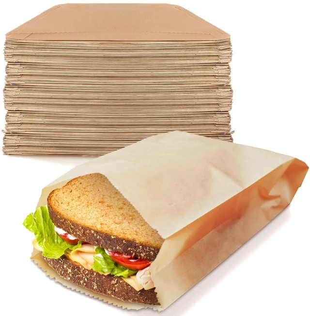 Main image of Kraft Brown Sandwich Bags (800 Pack) - Microwavable Unbleached Natural Kraft Paper Bags - Food Grade Grease Resistant Bags for Pastries, Cookies, Snacks - Biodegradable