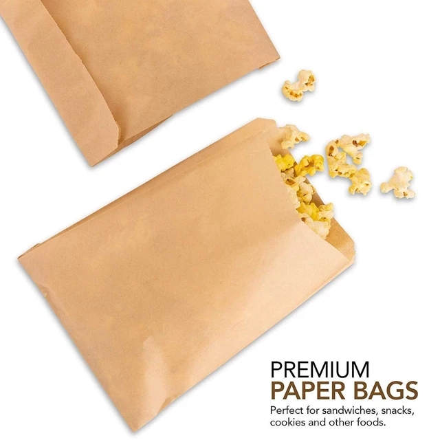 Alt view image 3 of 6 - Kraft Brown Sandwich Bags (800 Pack) - Microwavable Unbleached Natural Kraft Paper Bags - Food Grade Grease Resistant Bags for Pastries, Cookies, Snacks - Biodegradable