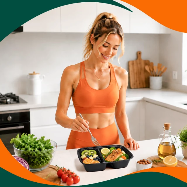 Alt view image 5 of 7 - 100 Pack(200-Piece)32oz 2-Compartment Meal Prep Containers with Lid Food Storage Containers with Lids,Microwave Freezer Dishwasher Safe,Sturdy Leakproof&BPA Free Bento Box for To Go Take Out