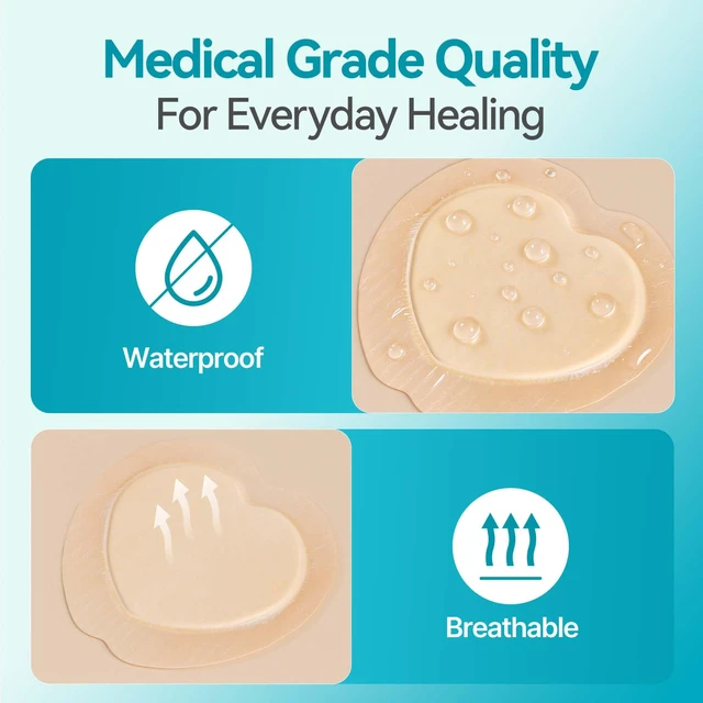 Alt view image 7 of 7 - Sacrum Foam Dressing Silicone Adhesive Border 7" x 7" (5 Packs) 5-Layer Megasorb Silicone Foam Dressing Waterproof breathable Gentle border, Sacral Bedsore Pressure Sore pads