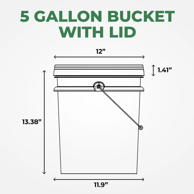 Alt view image 7 of 7 - 5-Gallon White Bucket Pail Container with Lid | Food Grade | Heavy-Duty Approx 90 MIL Extra Durable | Metal Handles with Plastic Grip | Multi-Use | Easy Stack and Store | BPA Free - 2 Pack
