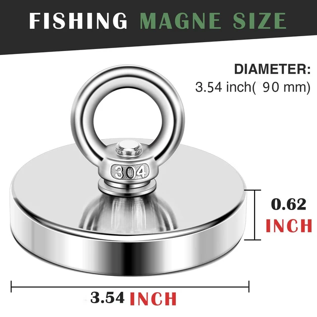 Alt view image 2 of 7 - Fishing Magnets with Countersunk Hole 3.55 inch 1000LBS Pulling Force