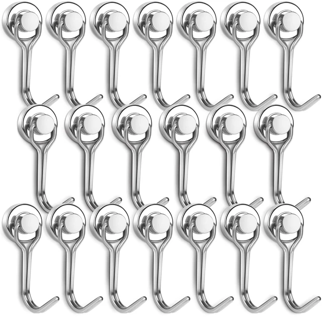 Main image of Swivel Swing Magnetic Hook, 30LB 20PCS Refrigerator Magnet Hooks Heavy Duty Strong Magnets Refrigerator Fridge Hanging for Classroom Beach Vacation Kitchen Grills Home